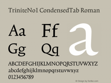 TriniteNo1 CondensedTab Roman 001.000 Font Sample