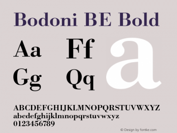 Bodoni BE Bold Version 001.002 Font Sample