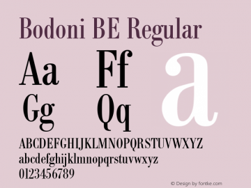 Bodoni BE Regular Version 001.000 Font Sample