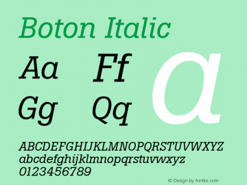 Boton Italic Version 001.000 Font Sample