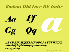 Bodoni Old Face BE Italic Version 001.000 Font Sample