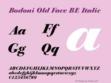 Bodoni Old Face BE Italic Version 001.000 Font Sample