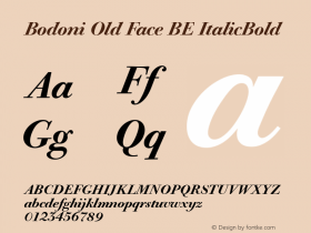 Bodoni Old Face BE ItalicBold Version 001.000 Font Sample