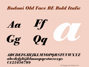 Bodoni Old Face BE Bold Italic 001.000图片样张