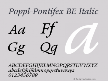 Poppl-Pontifex BE Italic 001.000 Font Sample