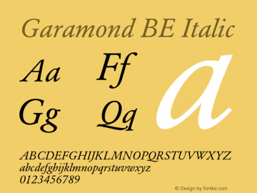 Garamond BE Italic 001.001图片样张
