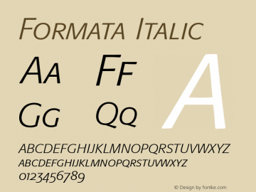 Formata Italic Version 001.000 Font Sample