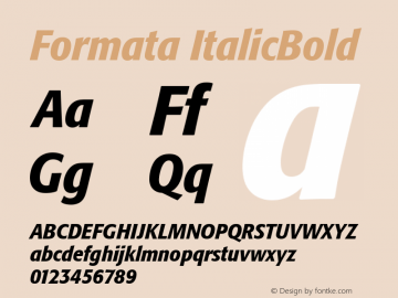 Formata ItalicBold Version 001.000 Font Sample