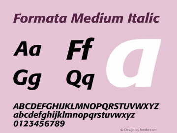 Formata Medium Italic 001.001 Font Sample