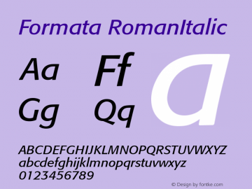 Formata RomanItalic Version 1.00 Font Sample