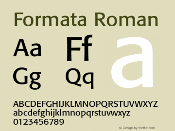 Formata Roman Version 1.00 Font Sample