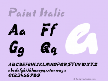 Paint Italic 1.0/1995: 2.0/2001 Font Sample