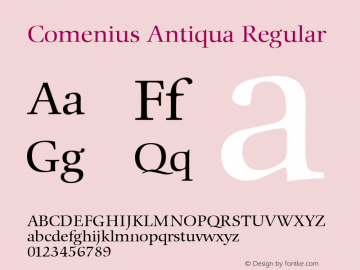 Comenius Antiqua Regular Version 001.000 Font Sample
