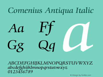 Comenius Antiqua Italic 001.000 Font Sample