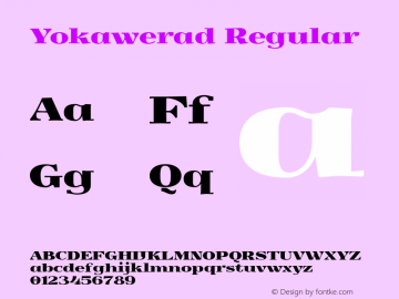 Yokawerad Regular Version 0.79 Font Sample
