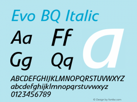 Evo BQ Italic Version 001.000 Font Sample