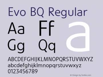 Evo BQ Regular Version 001.000 Font Sample