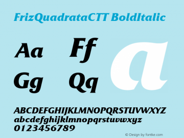 FrizQuadrataCTT BoldItalic TrueType Maker version 3.00.00图片样张