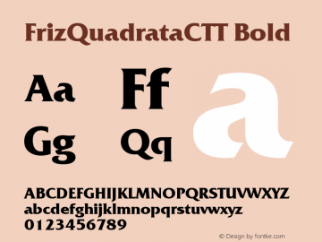 FrizQuadrataCTT Bold TrueType Maker version 3.00.00图片样张