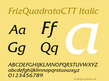 FrizQuadrataCTT Italic TrueType Maker version 3.00.00图片样张