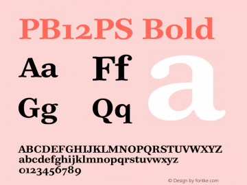 PB12PS Bold 001.001 Font Sample