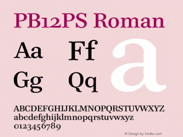 PB12PS Roman 001.001 Font Sample