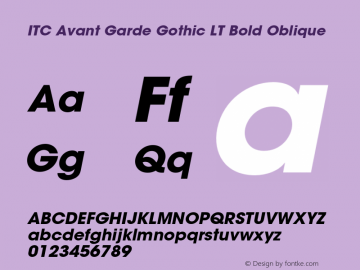ITC Avant Garde Gothic LT Bold Oblique 006.000图片样张