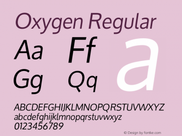 Oxygen Regular Version 1.000 Font Sample