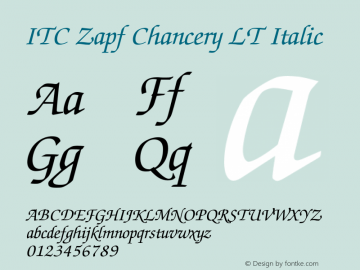 ITC Zapf Chancery LT Italic 006.000 Font Sample