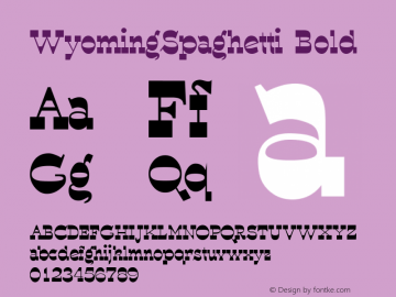 WyomingSpaghetti Bold Macromedia Fontographer 4.1.3 7/11/96 Font Sample