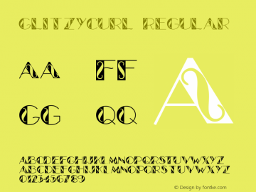 GlitzyCurl Regular Macromedia Fontographer 4.1.3 7/12/96 Font Sample