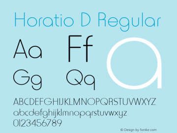 Horatio D Regular Version 1.05 Font Sample