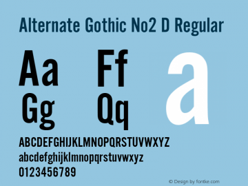 Alternate Gothic No2 D Regular Version 1.05 Font Sample