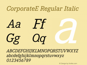 CorporateE Regular Italic 001.004 Font Sample