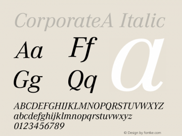 CorporateA Italic 001.004 Font Sample