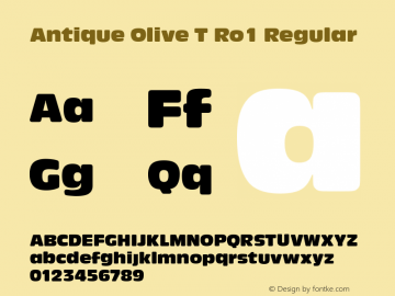 Antique Olive T Ro1 Regular Version 1.05 Font Sample