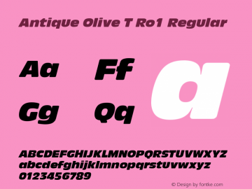 Antique Olive T Ro1 Regular Version 1.05 Font Sample