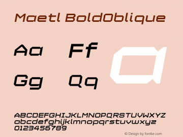 Maetl BoldOblique version 1.00 Font Sample