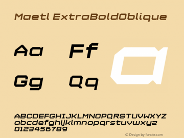 Maetl ExtraBoldOblique version 1.00 Font Sample