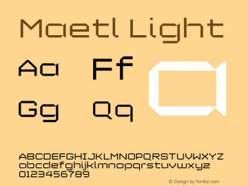 Maetl Light version 1.00 Font Sample