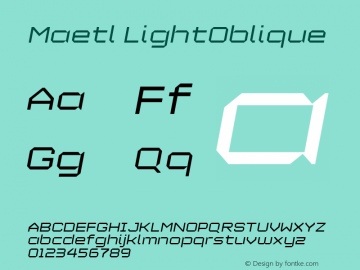 Maetl LightOblique version 1.00 Font Sample