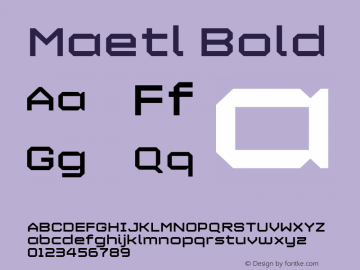 Maetl Bold version 1.00 Font Sample