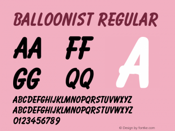 Balloonist Regular W.S.I. International Distribution v1.1: 6/6/93 Font Sample