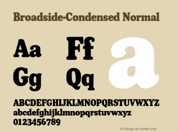 Broadside-Condensed Normal 1.0/1995: 2.0/2001 Font Sample