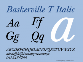 Baskerville T Italic Version 1.05图片样张