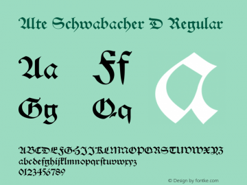 Alte Schwabacher D Regular Version 1.05 Font Sample