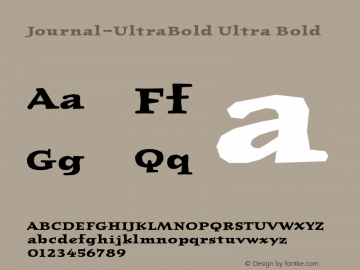 Journal-UltraBold Ultra Bold Version 1.00 Font Sample