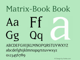 Matrix-Book Book Version 1.00 Font Sample