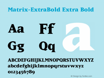 Matrix-ExtraBold Extra Bold Version 1.00图片样张