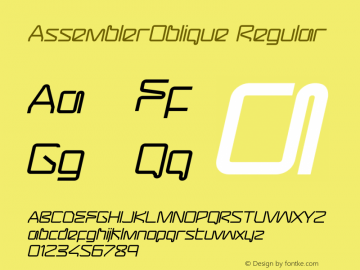 AssemblerOblique Regular Macromedia Fontographer 4.1.5 4/5/04图片样张